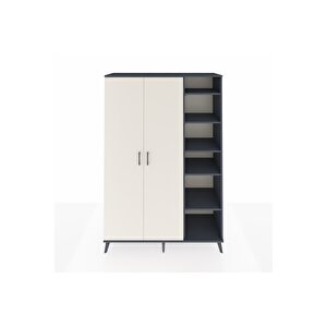 Hyperion Dolap 7 Raflı 2 Kapaklı Tek Askılı 132x44x195 Antrasit-aytaşı/antrasit