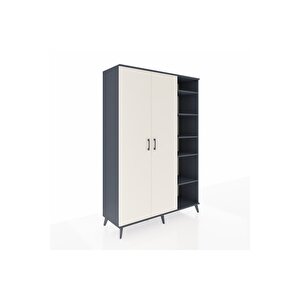 Hyperion Dolap 7 Raflı 2 Kapaklı Tek Askılı 132x44x195 Antrasit-aytaşı/antrasit