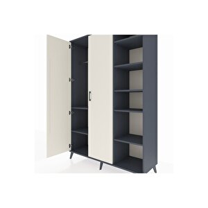 Hyperion Dolap 7 Raflı 2 Kapaklı Tek Askılı 132x44x195 Antrasit-aytaşı/antrasit