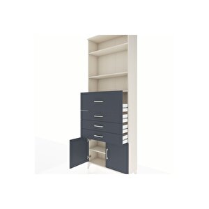 Arges Dolap 4 Raflı 4 Çekmeceli 2 Kapaklı 88x30x243 Aytaşı-antrasit