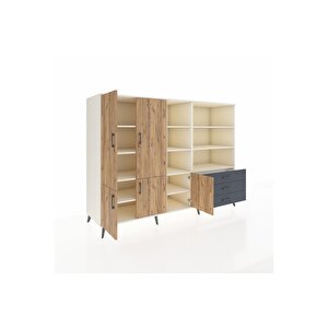 Kronos Dolap 11 Raflı 3 Çekmeceli 5 Kapaklı 220x59x163 Aytaşı-çam/antrasit