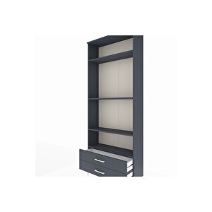 Arges Dolap 4 Raflı 2 Çekmeceli 88x30x221 Antrasit-antrasit