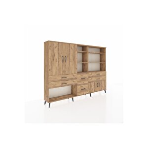 Arges Dolap 10 Raflı 6 Çekmeceli 4 Kapaklı 220x30x163 Çam-çam