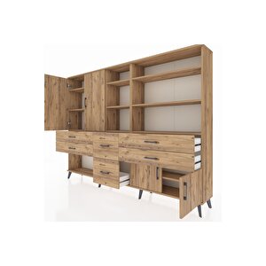 Arges Dolap 10 Raflı 6 Çekmeceli 4 Kapaklı 220x30x163 Çam-çam