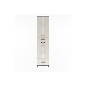 Arges Dolap 4 Raflı 5 Çekmeceli 4 Kapaklı 60x30x243 Antrasit-aytaşı