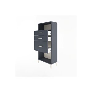 Arges Dolap Tek Raflı 3 Çekmeceli 60x30x134 Antrasit-antrasit