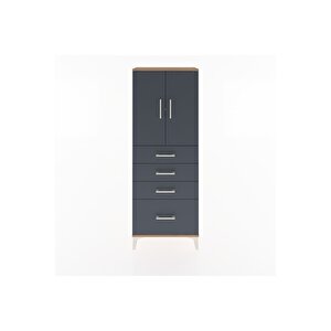 Arges Dolap 2 Raflı 4 Çekmeceli 2 Kapaklı 60x30x163 Çam-antrasit