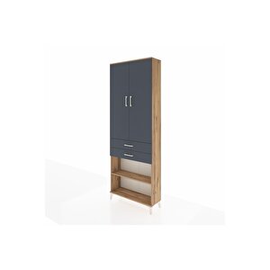 Arges Dolap 5 Raflı 2 Çekmeceli 2 Kapaklı 88x30x243 Çam-antrasit