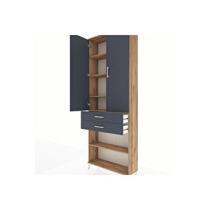 Arges Dolap 5 Raflı 2 Çekmeceli 2 Kapaklı 88x30x243 Çam-antrasit