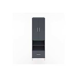 Hyperion Dolap 5 Raflı Tek Çekmeceli 2 Kapaklı 60x44x195 Antrasit-antrasit