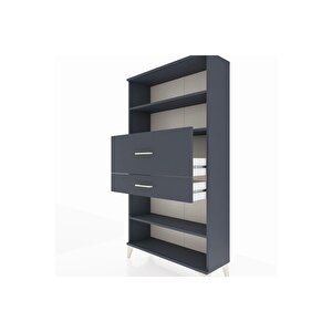 Arges Dolap 3 Raflı 2 Çekmeceli 88x30x163 Antrasit-antrasit