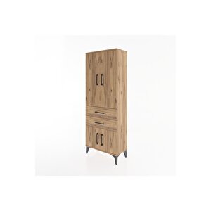 Arges Dolap 3 Raflı 2 Çekmeceli 4 Kapaklı 60x30x163 Çam-çam