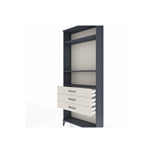 Arges Dolap 3 Raflı 3 Çekmeceli 88x30x221 Antrasit-aytaşı