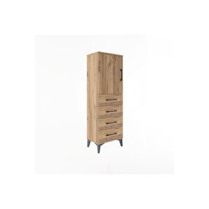 Arges Dolap 2 Raflı 4 Çekmeceli Tek Kapaklı 44x30x134 Çam-çam