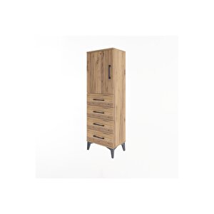 Arges Dolap 2 Raflı 4 Çekmeceli Tek Kapaklı 44x30x134 Çam-çam