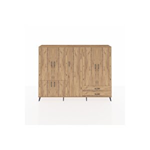 Arges Dolap 12 Raflı 2 Çekmeceli 7 Kapaklı 220x30x163 Çam-çam