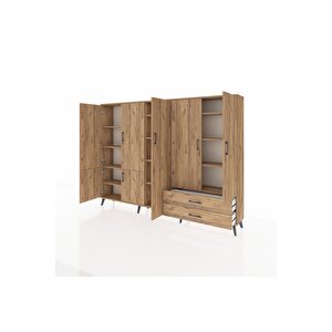 Arges Dolap 12 Raflı 2 Çekmeceli 7 Kapaklı 220x30x163 Çam-çam