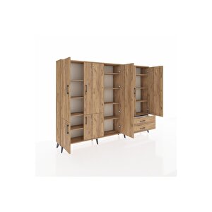 Arges Dolap 12 Raflı 2 Çekmeceli 7 Kapaklı 220x30x163 Çam-çam