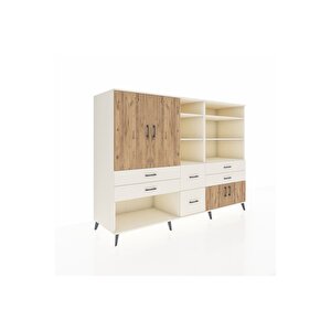 Kronos Dolap 10 Raflı 6 Çekmeceli 4 Kapaklı 220x59x163 Aytaşı-çam/aytaşı