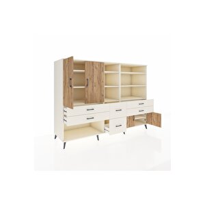Kronos Dolap 10 Raflı 6 Çekmeceli 4 Kapaklı 220x59x163 Aytaşı-çam/aytaşı