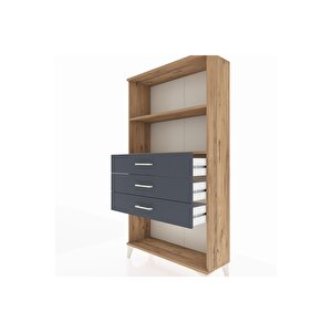 Arges Dolap 2 Raflı 3 Çekmeceli 88x30x163 Çam-antrasit