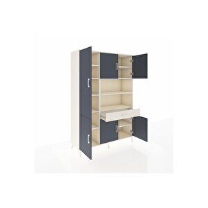 Hyperion Dolap 10 Raflı Tek Çekmeceli 6 Kapaklı 132x44x195 Aytaşı-antrasit/aytaşı