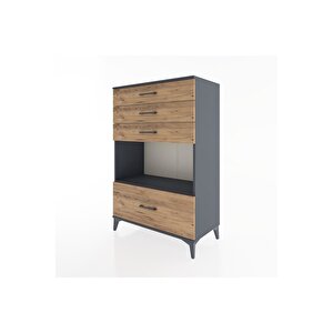 Hyperion Dolap Tek Raflı 4 Çekmeceli 88x44x134 Antrasit-çam