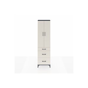 Arges Dolap 2 Raflı 3 Çekmeceli Tek Askılı 60x30x221 Antrasit-aytaşı