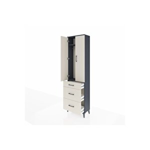 Arges Dolap 2 Raflı 3 Çekmeceli Tek Askılı 60x30x221 Antrasit-aytaşı