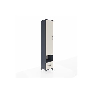 Hyperion Dolap 4 Raflı Tek Çekmeceli Tek Askılı 44x44x243 Antrasit-aytaşı