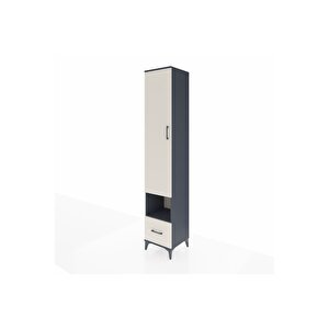 Hyperion Dolap 4 Raflı Tek Çekmeceli Tek Askılı 44x44x243 Antrasit-aytaşı