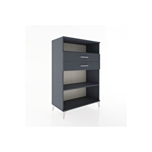 Hyperion Dolap 2 Raflı 2 Çekmeceli 88x44x134 Antrasit-antrasit