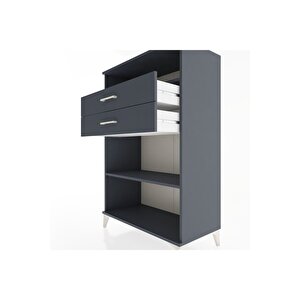 Hyperion Dolap 2 Raflı 2 Çekmeceli 88x44x134 Antrasit-antrasit