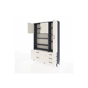 Arges Gardrop 9 Raflı 5 Çekmeceli 3 Kapaklı 132x30x195 Antrasit-aytaşı