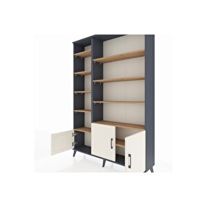 Arges Dolap 10 Raflı 3 Kapaklı 132x30x195 Antrasit-aytaşı/çam