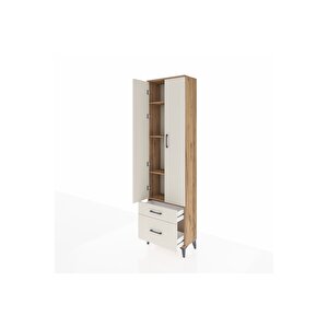 Arges Dolap 4 Raflı 2 Çekmeceli 2 Kapaklı 60x30x221 Çam-aytaşı