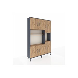 Arges Gardrop 9 Raflı 6 Kapaklı 132x30x195 Antrasit-çam