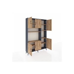 Arges Gardrop 9 Raflı 6 Kapaklı 132x30x195 Antrasit-çam