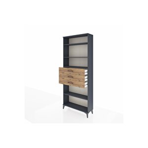 Arges Dolap 4 Raflı 3 Çekmeceli 88x30x221 Antrasit-çam