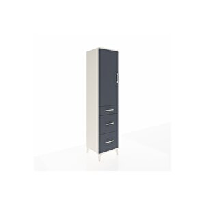 Hyperion Dolap 3 Raflı 3 Çekmeceli Tek Kapaklı 44x44x195 Aytaşı-antrasit