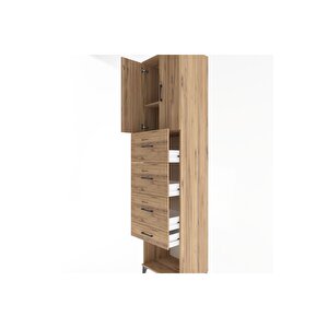 Hyperion Dolap 2 Raflı 4 Çekmeceli 2 Kapaklı 60x44x243 Çam-çam