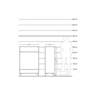 Hyperion Dolap Tek Raflı Tek Askılı 88x44x134 Aytaşı-aytaşı