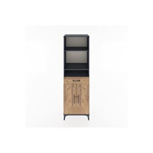 Hyperion Dolap 4 Raflı Tek Çekmeceli 2 Kapaklı 60x44x195 Antrasit-çam
