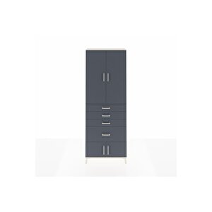 Arges Dolap 2 Raflı 4 Çekmeceli 4 Kapaklı 88x30x243 Aytaşı-antrasit