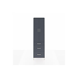 Arges Dolap 3 Raflı 3 Çekmeceli 2 Kapaklı 60x30x221 Antrasit-antrasit