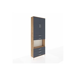Arges Dolap 4 Raflı 5 Çekmeceli 2 Kapaklı 88x30x243 Çam-antrasit