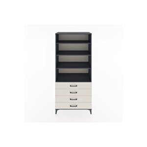 Hyperion Dolap 4 Raflı 4 Çekmeceli 88x44x195 Antrasit-aytaşı