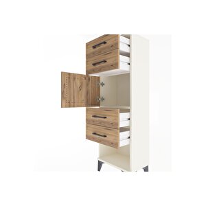 Arges Dolap Tek Raflı 4 Çekmeceli Tek Kapaklı 44x30x134 Aytaşı-çam