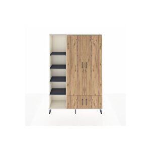 Arges Dolap 6 Raflı 4 Kapaklı Tek Askılı 132x30x195 Aytaşı-çam/antrasit