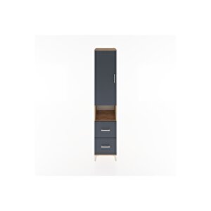 Hyperion Dolap 3 Raflı 2 Çekmeceli Tek Askılı 44x44x221 Çam-antrasit